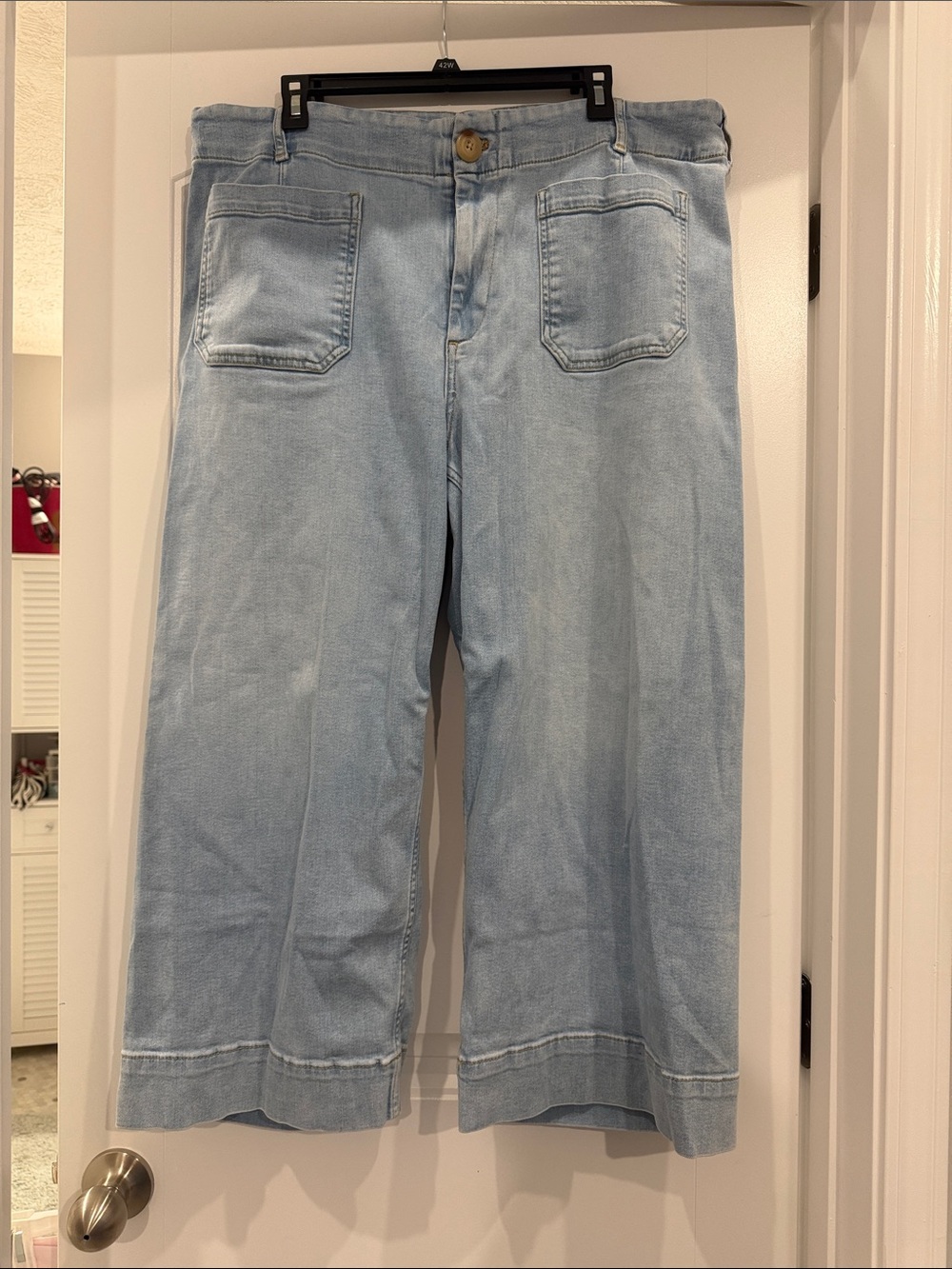 Anthropologie Light Blue Cropped Wide-Leg Jeans